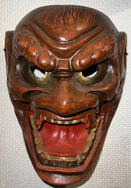 Noh Mask Thunder Ikazuchi Wood Carving Traditional Crafts Wisdom Fact from Japan