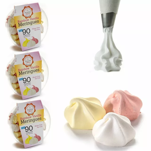3 Boîtes Arc-en-Ciel Vanille Meringue Cookies sans Gras Bas Calorie Gluten Sans