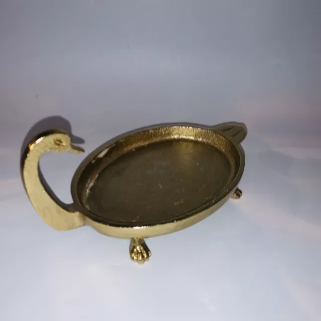 Vintage Brass Swan Soap Dish Trinket Bowl