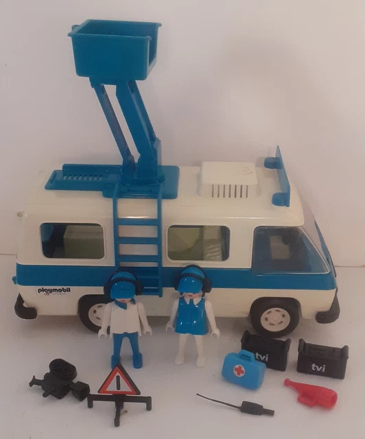 PLAYMOBIL vintage télévision TVI camion régie nacelle caméra set 3530 3468