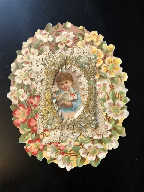 Late 1800's  Antique Victorian Paper Lace & Scrap Valentine Card