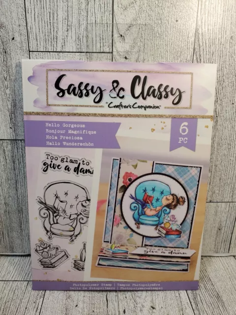 Crafters Companion Sassy & Classy Hello Gorgeous 6pc Stamp set New