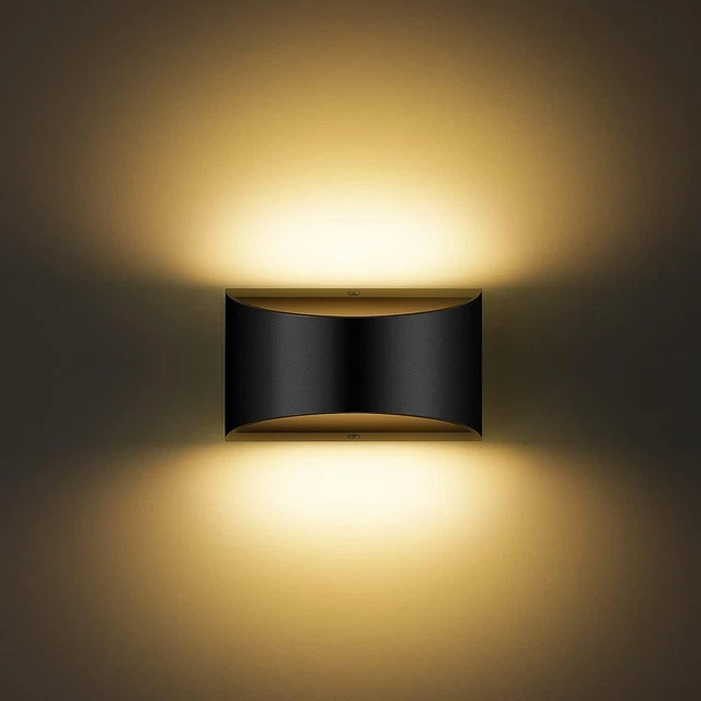Apelones de pared LED negros modernos, 1 paquete de luces de pared interiores arriba y abajo, cableados