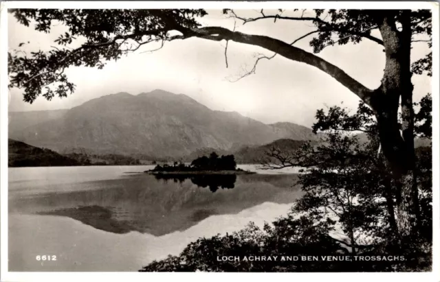 Vintage Real Photo Postcard- LOCH ACHRAY AND BEN VENUE, TROSSACHS Scotland 1960