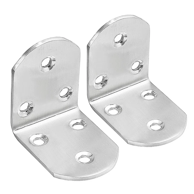 2pcs Stainless Steel Corner Brace Plate Joint L Shape Angle Bracket Fastener