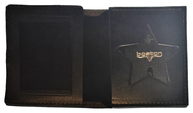 BOSTON LEATHER BOOK STYLE BADGE WALLET: 5 Point Star Cutout (155-S-5050)