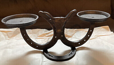 Horseshoe Candle holder Candle Cups Western Decor About 12in Long 5 In Tall