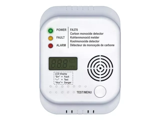 LCD FA370 Kohlenmonoxid CO Melder Gasmelder Monoxide Detector Alarm EN50291-1