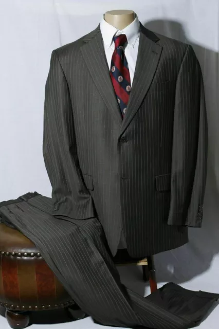 Hart Schaffner Marx Men's Gray Striped Suit Size 44L W34xL31