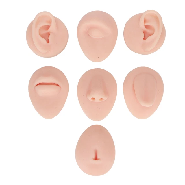 (Light Skin Color)Body Piercing Practice Model Simulation Silicone Ear Eye ECA