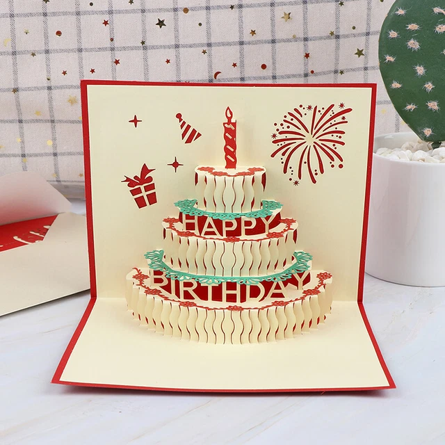 Carte Postale De Gateau De Joyeux Anniversaire 3d Avec Enveloppe Nouveaux Amimfu Eur 4 36 Picclick Fr
