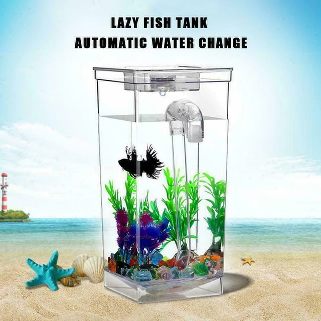 Kids Fish Tank Self Cleaning Small Desktop Fish Aquarium Clean Easy. LED F8Y7 6