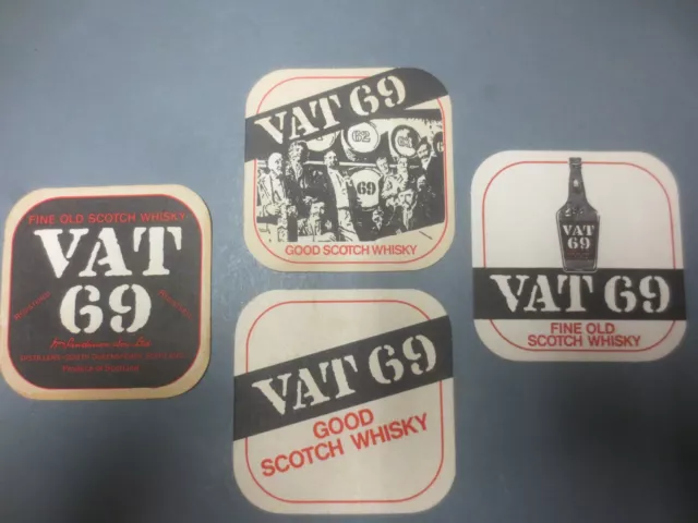 complete set 4 VAT 69 SCOTCH WHISKY Australian 1980,s Issue, Coasters,