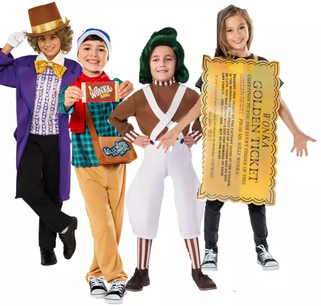 Willy Wonka Adults & Kids Charlie Fancy Dress Book Day Boys Girls Outfit Oompa L