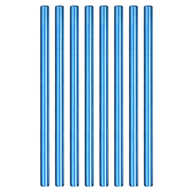 8Pcs 8.46" Long Stainless Steel Straight Straws for Travel Mugs(Blue)