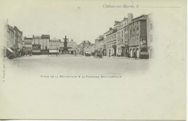 Postcard Chalons Sur Marne Place De La Republique Et Fountain