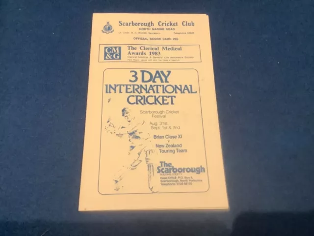 Yorkshire cricket club V Gloucestershire Scarborough 1983 Scorecard programme