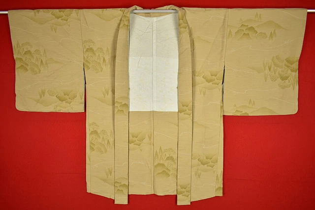 Vintage Japanese Kimono Silk Antique BORO HAORI Kusakizome Dyed/B004/575