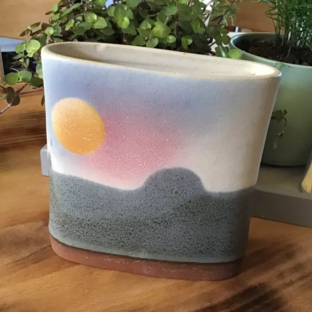 Studio Pottery Mantle Vase Sunrise View Pastels Skyline