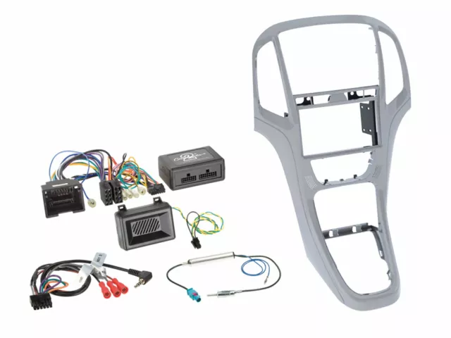 für Opel Astra J Auto Radio Einbau Set Blende Lenkrad Adapter silber Doppel DIN