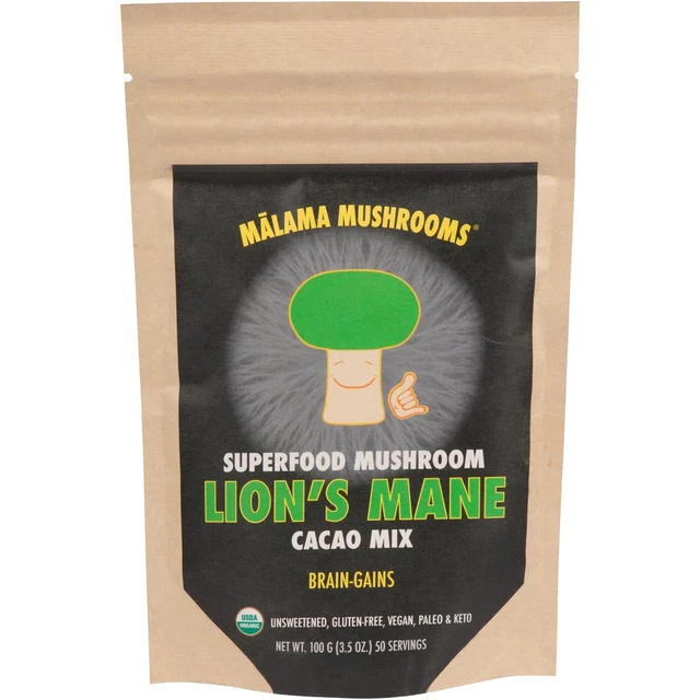 LION'S MANE HOT Cacao Mix by Malama, Organic Fruiting Body Lion's Mane
