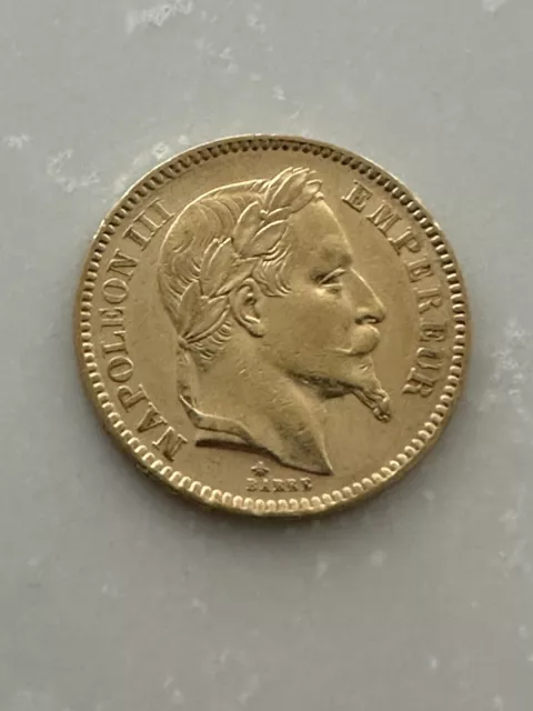 1864 France Gold Coin 20 Francs Napoleon III Laureate Avg