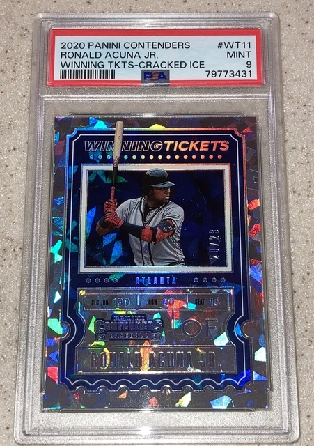 2020 Panini Contenders Ronald Acuna Jr Winning Tickets Cracked Ice /23 PSA 9 MVP