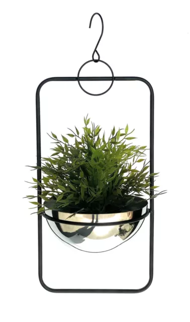 Blumenampel Innen Metall Wand Hängepflanzen 54 cm 96083 M mit Topf Silber Modern