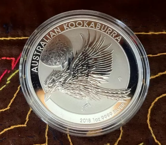 Silver! 1 troy oz .9999 Fine 2018 Perth Mint $1 Kookaburra Full Lunar Eclipse