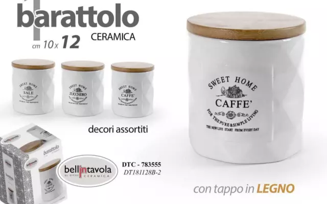 TRIS BARATTOLI SET Sale-Zucchero-Caffe' In Ceramica 12*17 Cm Ermetici  Fdj-784811 EUR 34,90 - PicClick IT