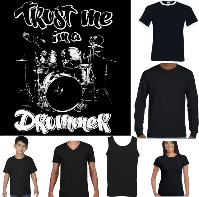 Drumming T-Shirt Mens Funny Drum Drummer Trust Me I'm A Stick Kit Rock Music