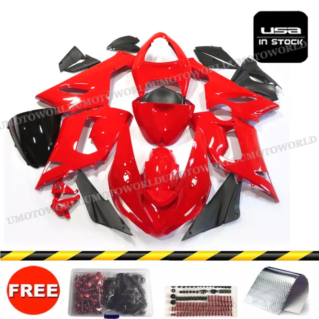 Red Fairing Kit For KAWASAKI NINJA ZX6R ZX-6R 2005 2006 ZX636C Bodywork w/ Bolts