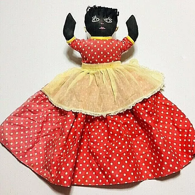 Cute Vintage Folk Art/Primitive Handmade African American Rag/Cloth Doll! 17"