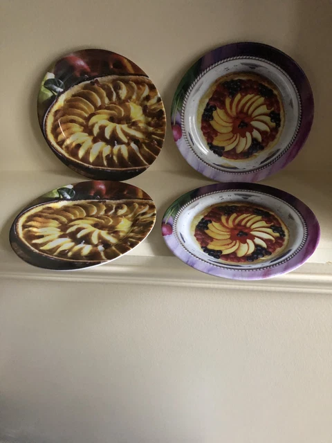 Lot De 5 Assiettes à Dessert Vintage MAGNET – Mélamine – Décor Fraises – France