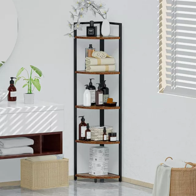 5 Tier Corner Shelf Ladder Shelving Unit Display Bookcase Bookshelf Storage Rack