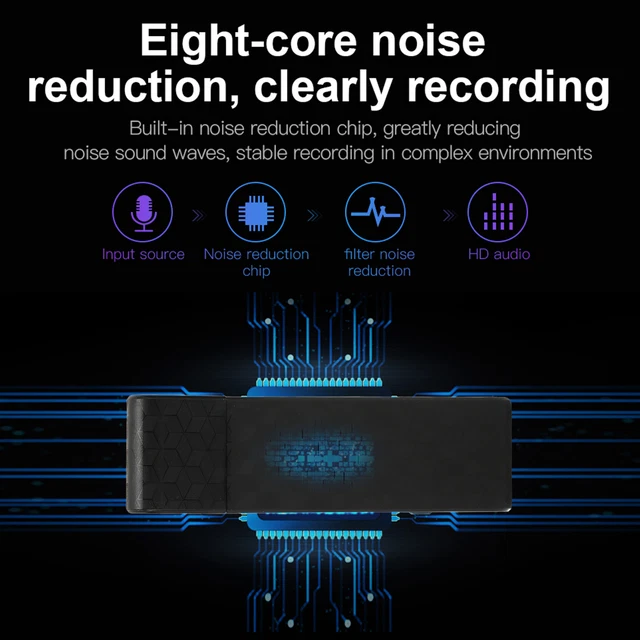 (16 GB)Enregistreur Vocal U Disk ABS à La Mode Smart Noise Reduction Mini