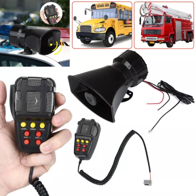 100W 12V 130DB Car Vehicle Police Siren Horn Megaphone PA Mic Speaker System