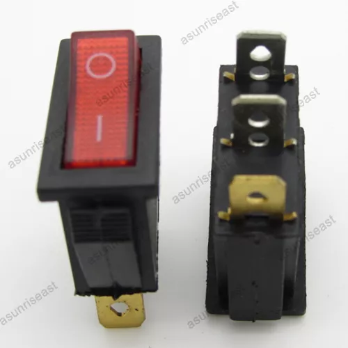 2 × Red 3 Pin SPST ON-OFF Light Illuminated Rocker Boat Switch 2 Posistion