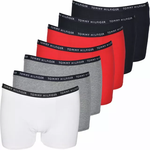 Tommy Hilfiger confezione da 7 bauli boxer logo ripetuto ragazzi, rosso/bianco/grigio/navy