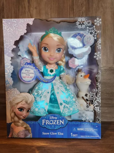 Disney Frozen Snow Glow Singing Lights Up Dress Elsa Doll & Olaf 2014 NEW Boxed