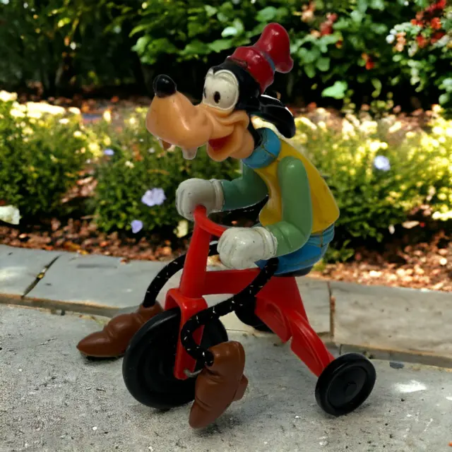 1977 Vintage Goofy Riding a Tricycle Toy Figure Walt Disney Productions Japan