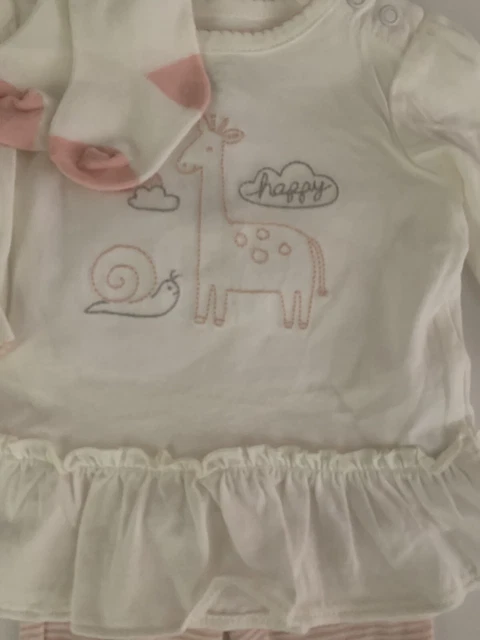 Carters Baby Girl Shirt Hat Socks Pant Set Size Newborn 3 Months Pink Giraffe 2