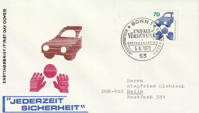 BRD_2408 Nr. 773 auf FDC echt gelaufen aus 1973 - DS Unfallverhütung