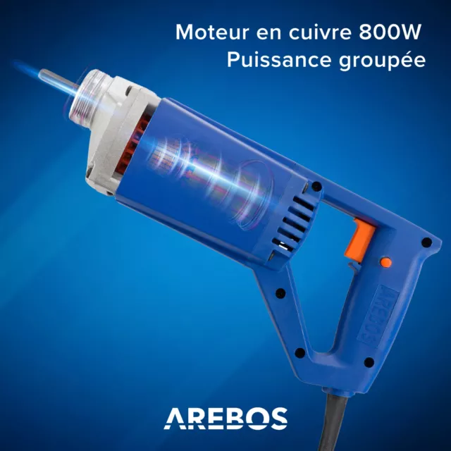 AREBOS Vibrateur à Béton Vibrateur Interne Cylindrique Pour Beton | 800W | 2m 3