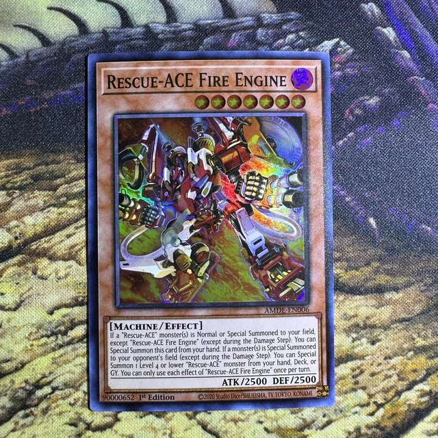 Rescue-ACE Fire Engine Yu-Gi-Oh! TCG AMDE-EN006 1st Edition Super Rare NM