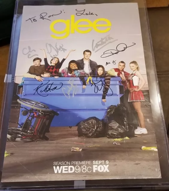 Rare Glee 8x cast signed poster JSA Cory Monteith Lea Michele Kevin McHale COA Rare Glee 8x cast signed poster JSA Cory Monteith Lea Michele Kevin McHale COA