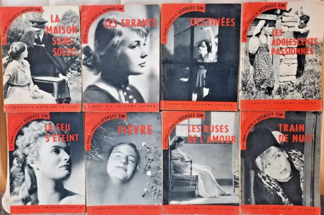 Simenon 1-8 Les Romans d'Amour de Georges Sim Arthème Fayard 54-55 + 2 Aventure