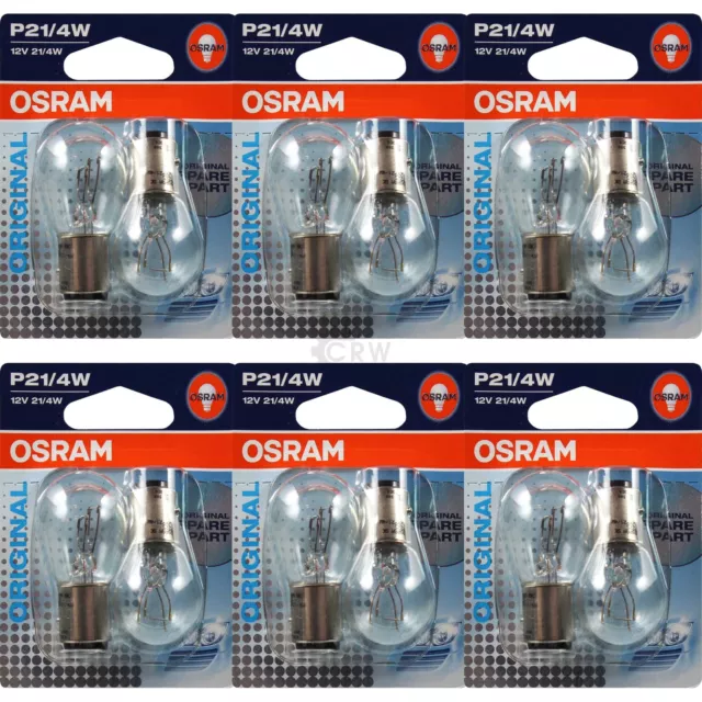 6x Osram P21/4W Avec Base Métallique 12V 21/4W Douille / Culot BAZ15d