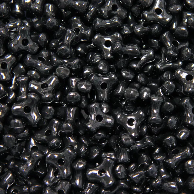 Black 11mm Tri Beads 500pc for beading crafts jewelry Made in USA