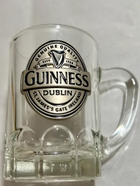 Guinness Dublin Miniature Tankard Shot Glass W/Metal badge